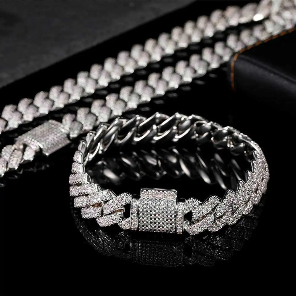 14mm Gold Plated 2 Row Diamond Iced Out Cubic