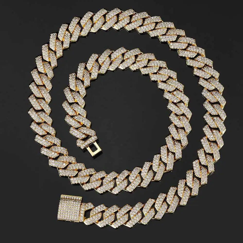 14mm Gold Plated 2 Row Diamond Iced Out Cubic