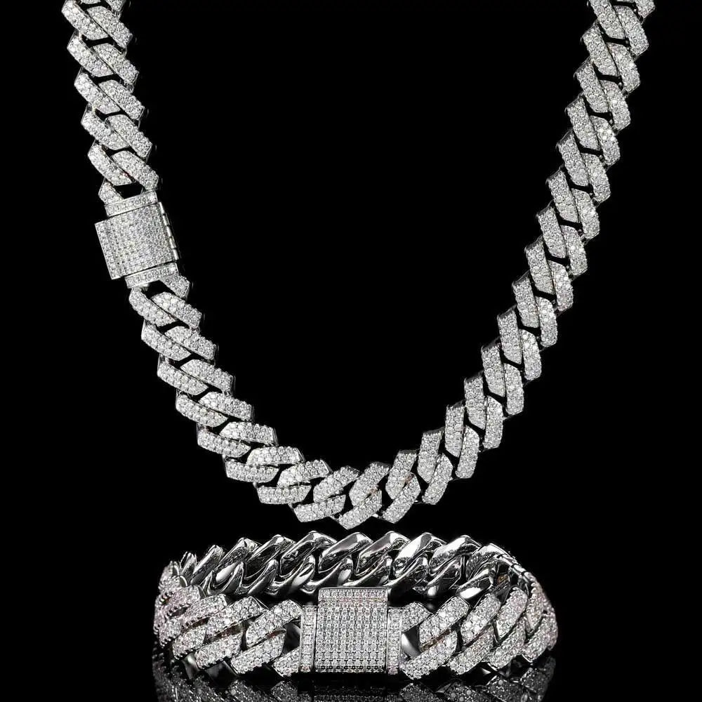 14mm Gold Plated 2 Row Diamond Iced Out Cubic