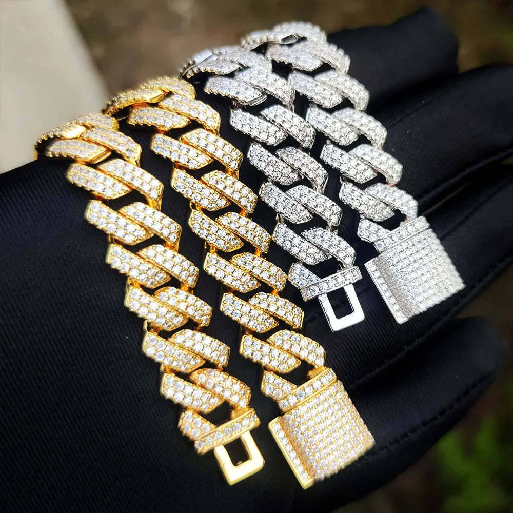 14mm Gold Plated 2 Row Diamond Iced Out Cubic