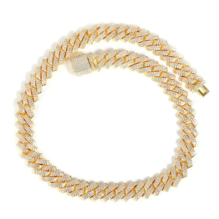 14mm Gold Plated 2 Row Diamond Iced Out Cubic