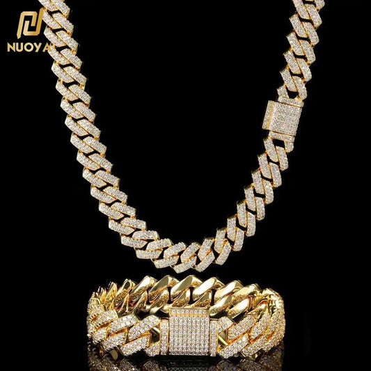14mm Gold Plated 2 Row Diamond Iced Out Cubic
